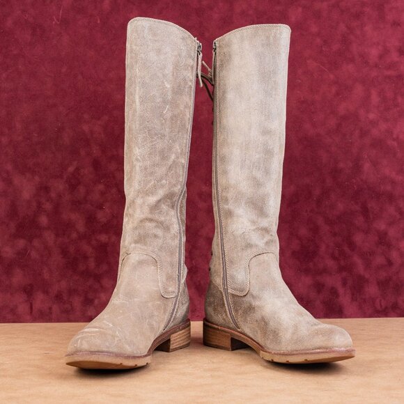 Sofft Women Sharnell Distressed Grey Suede Lace-up Western Zip Knee Boots sz 8.5 - Picture 2 of 10